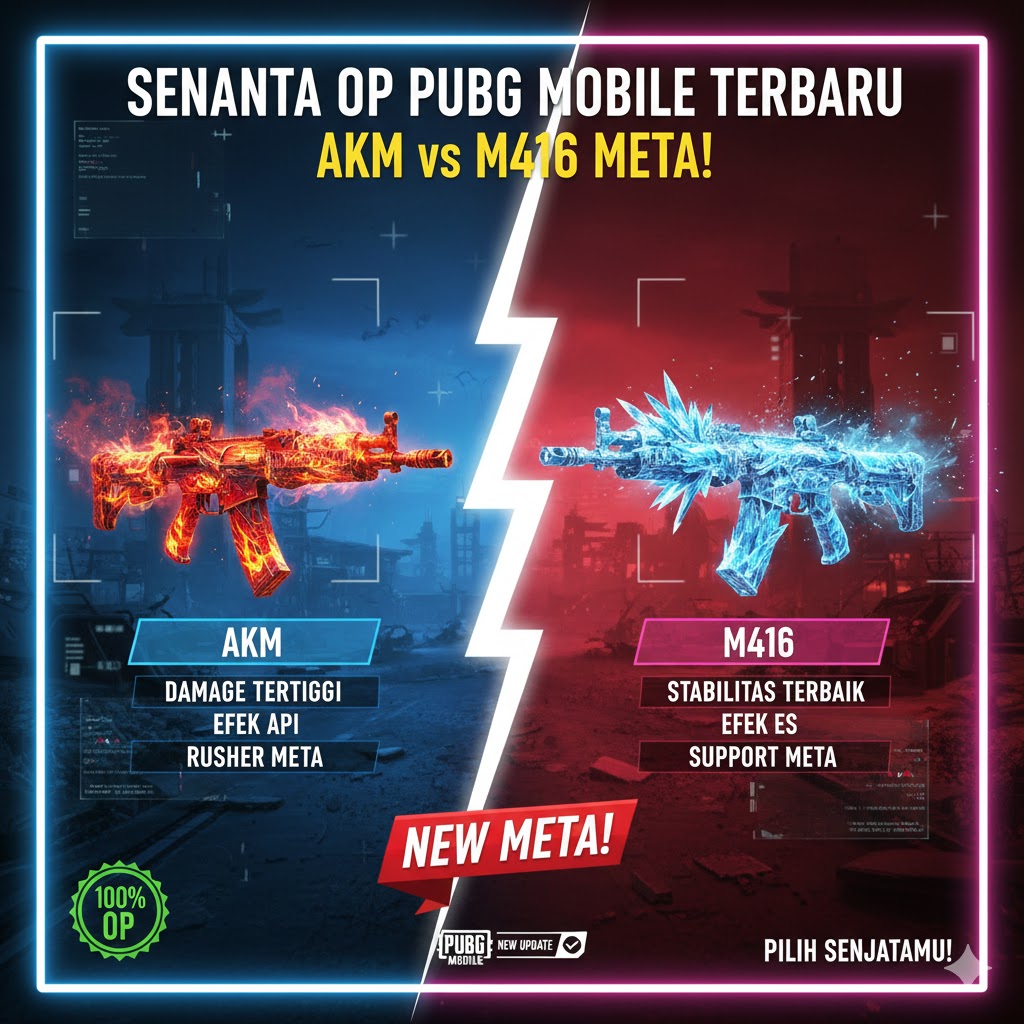 Senjata OP PUBG Mobile Terbaru, AKM vs M416 Meta!