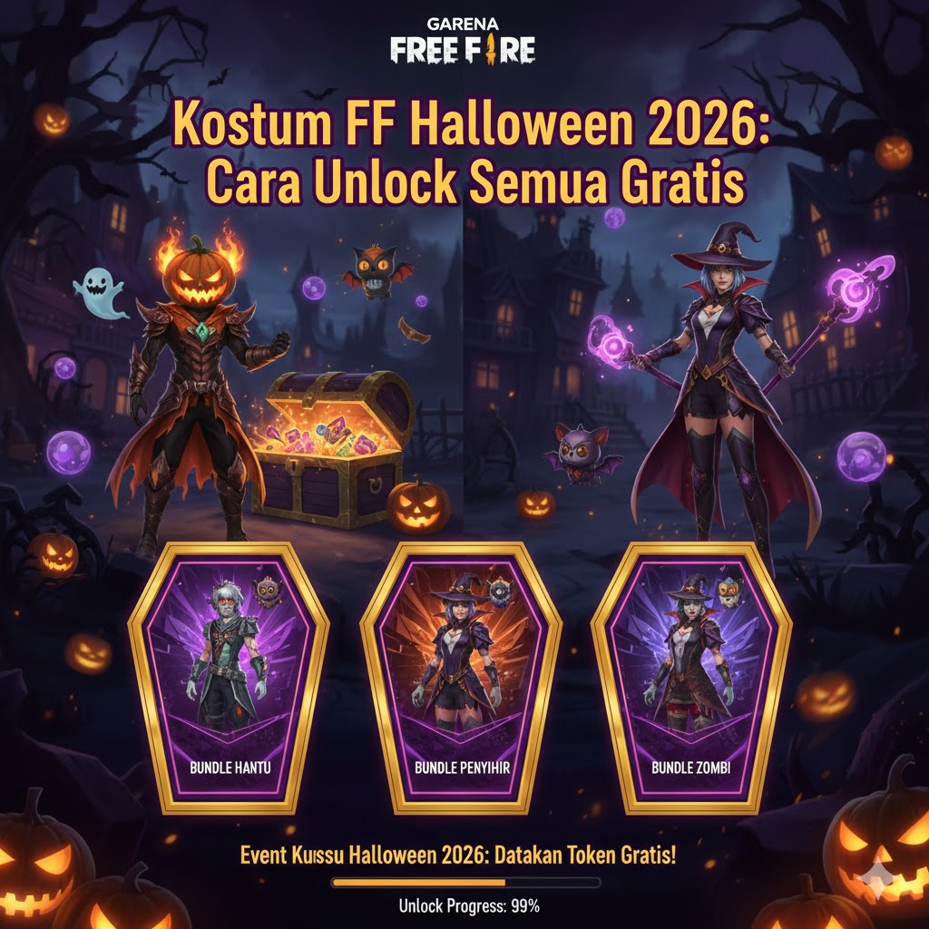 Kostum FF Halloween 2026: Cara Unlock Semua Gratis via Event OB44!