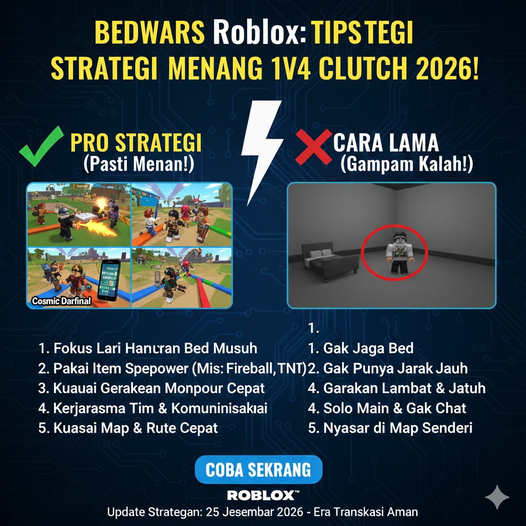BedWars Roblox: Strategi Menang 1v4 Clutch 2026!