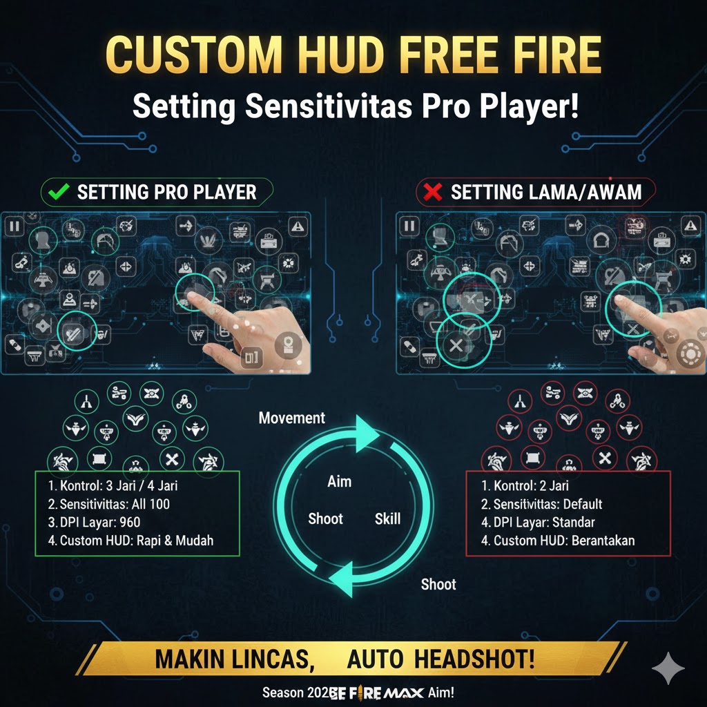 Custom HUD Free Fire: Setting Sensitivitas Pro Player!